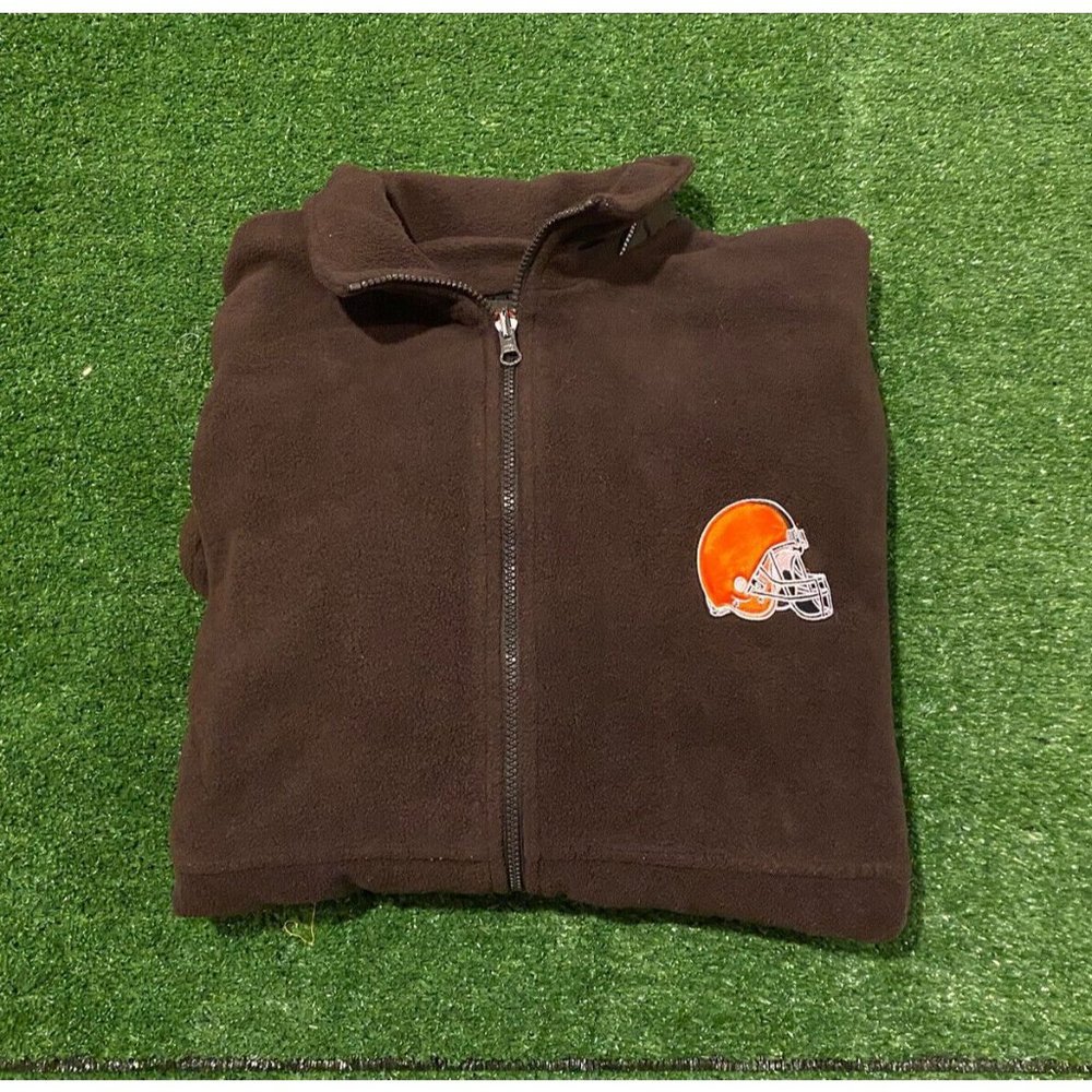 Retro NFL Team Cleveland Browns full zip jacket coat zip off sleeves size XL